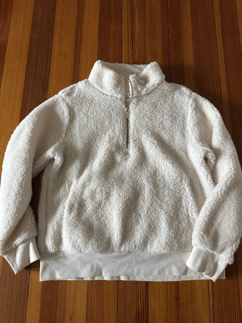 Calvin Klein White Sherpa Half-Zip Turtleneck Pullover